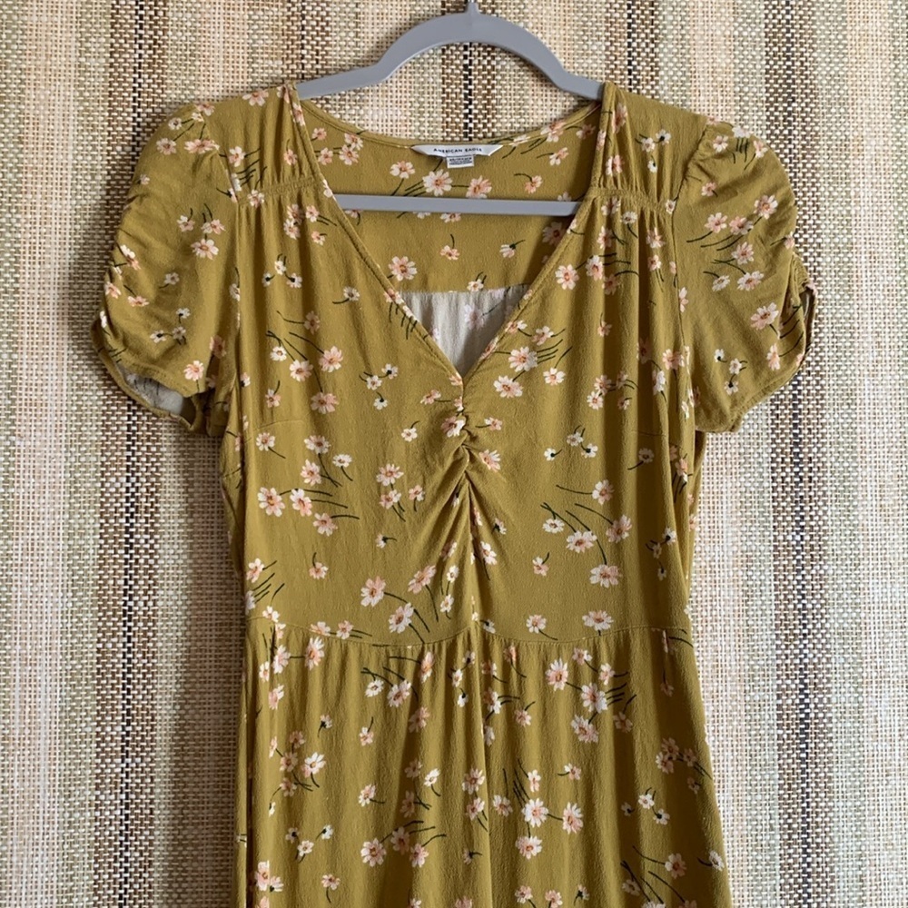 American Eagle Yellow Dress XS Floral Design Women’s Clothing Casual Summer - Picture 2 of 4